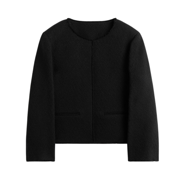 Toteme Open-Front Bouclé Blazer Black