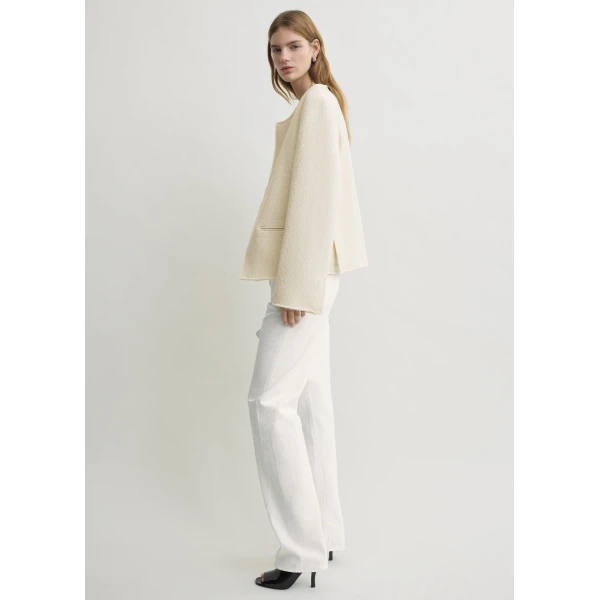 Totême Open-Front Bouclé Blazer Ecru - Jackets - Scandinavian Minimalist Luxury at Luxury Shoes 