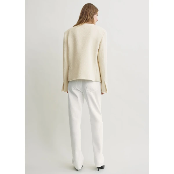 Totême Open-Front Bouclé Blazer Ecru - Jackets - Scandinavian Minimalist Luxury at Luxury Shoes 