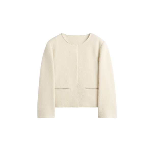 Totême Open-Front Bouclé Blazer Ecru - Jackets - Scandinavian Minimalist Luxury at Luxury Shoes 