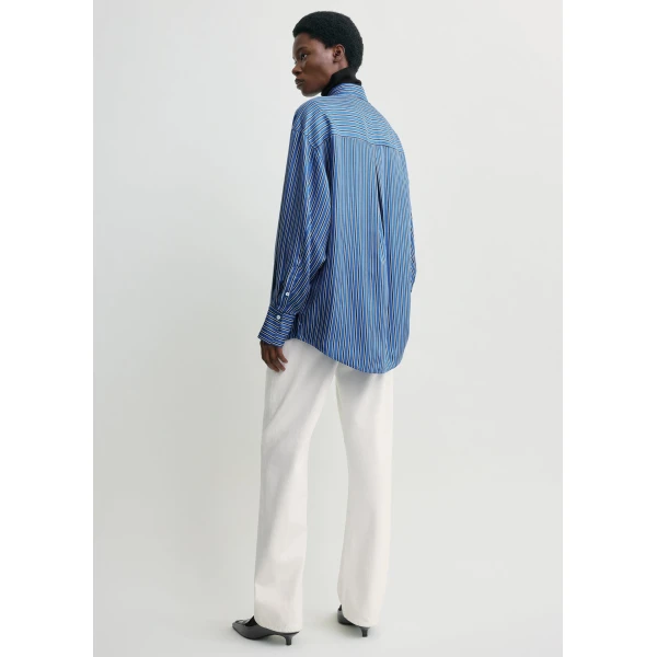 Totême Oversized Striped Shirt Blue/Navy - Tops - Scandinavian Minimalist Luxury at Luxury Shoes 