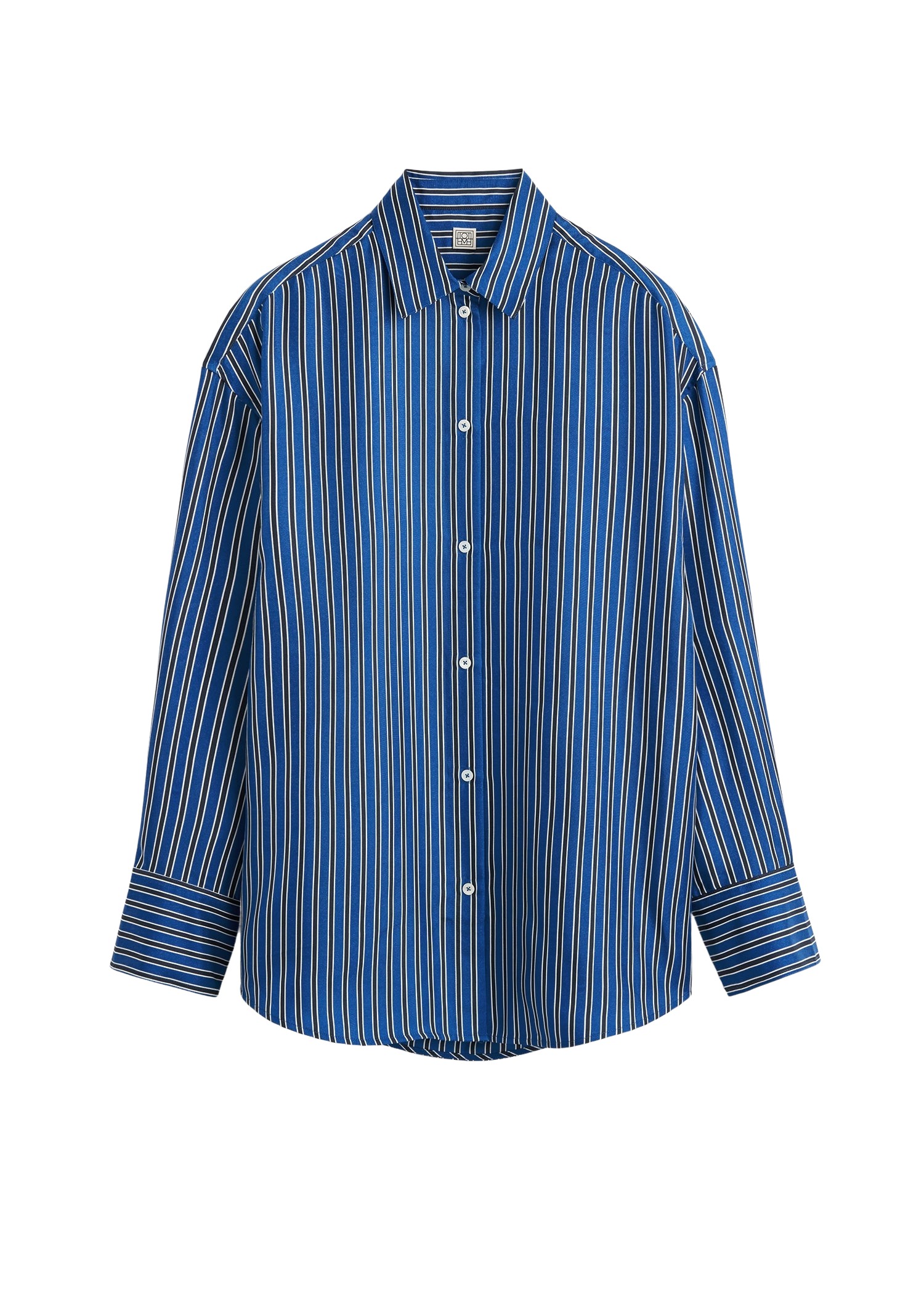 Toteme-Oversized-Striped-Shirt-BlueNavy71002_nobg Totême Oversized Striped Shirt Blue/Navy - Tops - Scandinavian Minimalist Luxury at Luxury Shoes