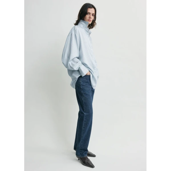 Totême Oversized Striped Shirt Ice/White - Tops - Scandinavian Minimalist Luxury at Luxury Shoes 