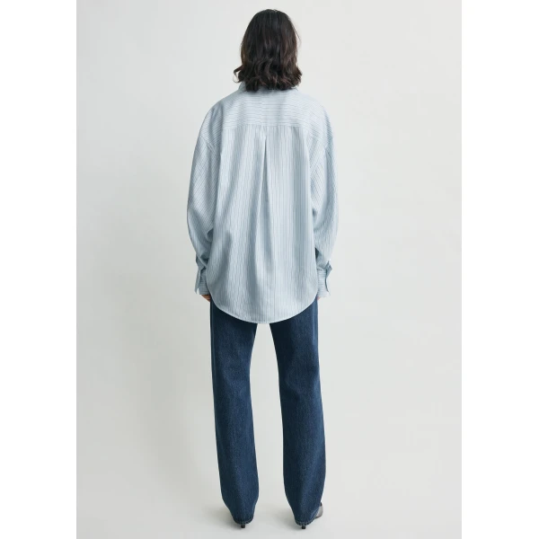 Totême Oversized Striped Shirt Ice/White - Tops - Scandinavian Minimalist Luxury at Luxury Shoes 