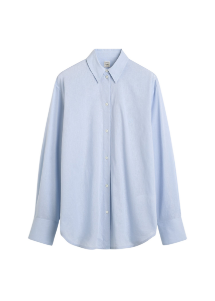 Totême Oversized Summer Shirt Sky - Tops - Scandinavian Minimalist Luxury at Luxury Shoes 