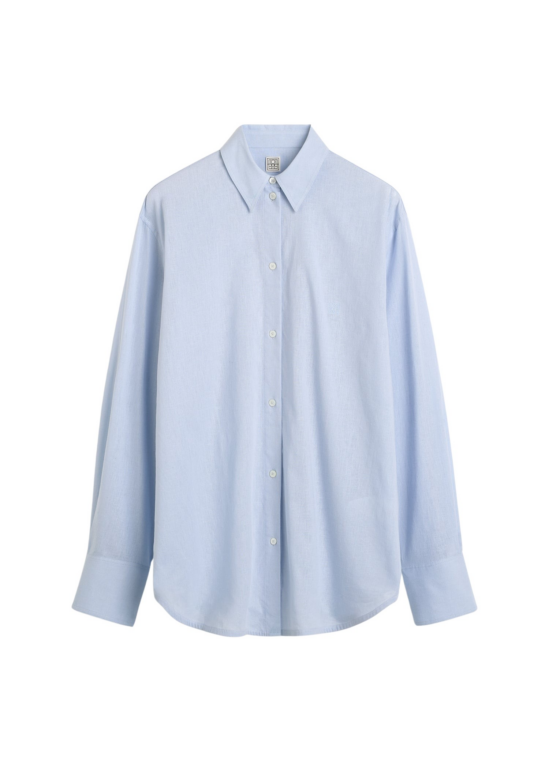 Totême Oversized Summer Shirt Sky - Tops - Scandinavian Minimalist Luxury at Luxury Shoes 