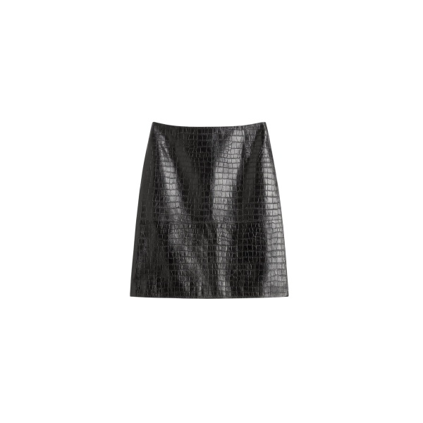 Totême Paneled Croco-Embossed Skirt Dark Brown - Skirts - Scandinavian Minimalist Luxury at Luxury Shoes 