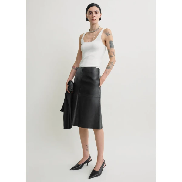 Totême Paneled Leather Skirt Black - Skirts - Scandinavian Minimalist Luxury at Luxury Shoes 