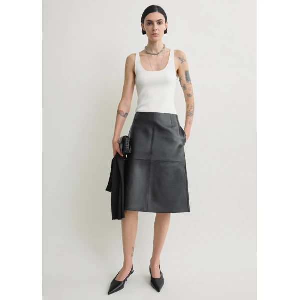 Totême Paneled Leather Skirt Black - Skirts - Scandinavian Minimalist Luxury at Luxury Shoes 