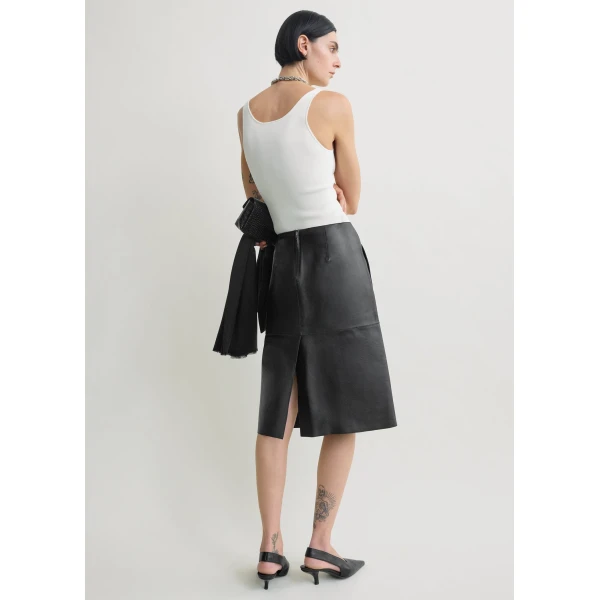 Totême Paneled Leather Skirt Black - Skirts - Scandinavian Minimalist Luxury at Luxury Shoes 