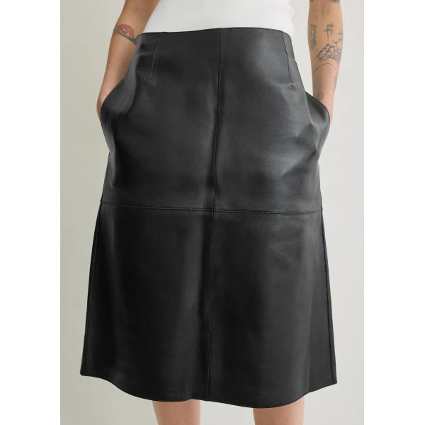 Totême Paneled Leather Skirt Black - Skirts - Scandinavian Minimalist Luxury at Luxury Shoes 