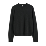 Totême Pintucked Sweater Charcoal - Knitwear - Scandinavian Minimalist Luxury at Luxury Shoes 
