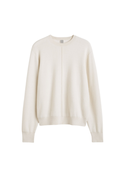 Totême Pintucked Sweater Ecru - Knitwear - Scandinavian Minimalist Luxury at Luxury Shoes 