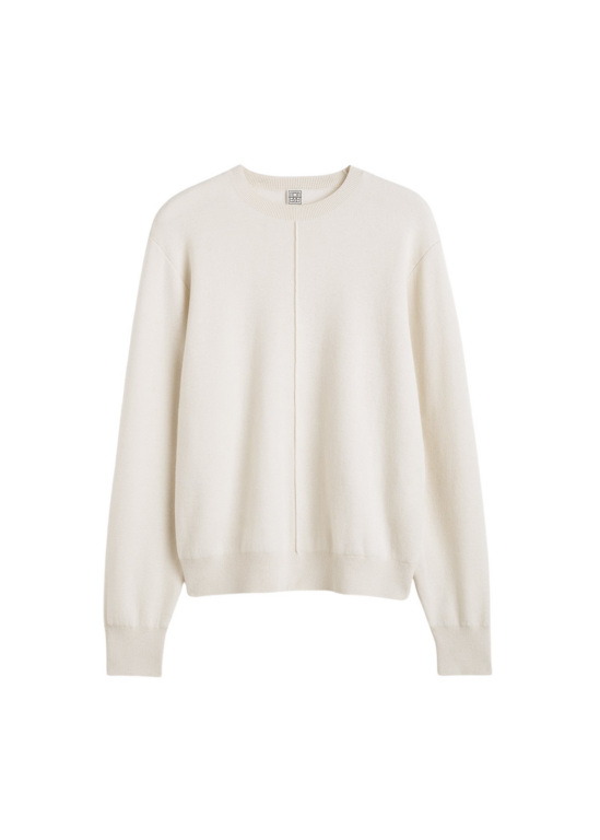 Totême Pintucked Sweater Ecru - Knitwear - Scandinavian Minimalist Luxury at Luxury Shoes 