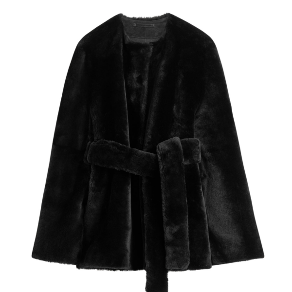 Toteme Plush Shearling Jacket Black