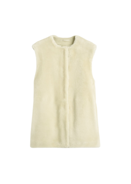 Totême Plush Shearling Vest Ecru - Jackets - Scandinavian Minimalist Luxury at Luxury Shoes 