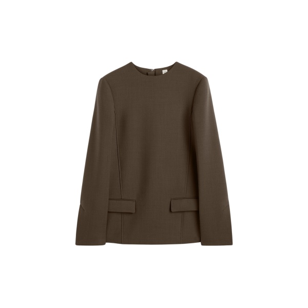 Totême Pocket Top Bark - Tops - Scandinavian Minimalist Luxury at Luxury Shoes 