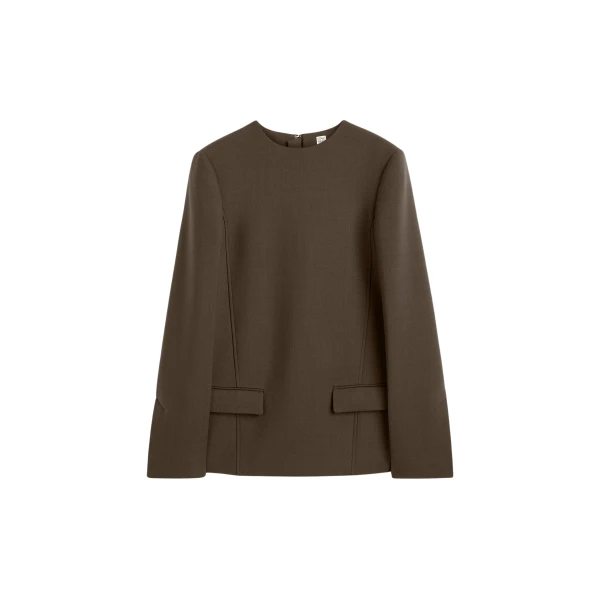Totême Pocket Top Bark - Tops - Scandinavian Minimalist Luxury at Luxury Shoes 