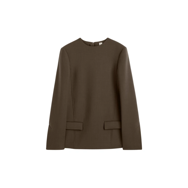 Totême Pocket Top Bark - Tops - Scandinavian Minimalist Luxury at Luxury Shoes 