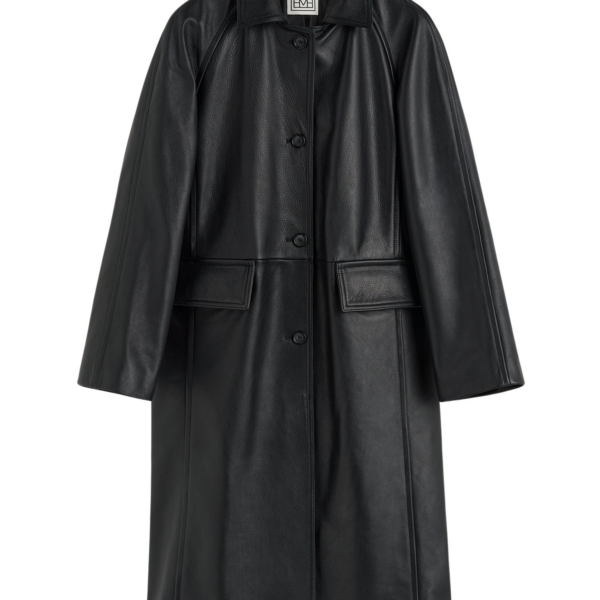 Toteme Raglan Leather Coat Black