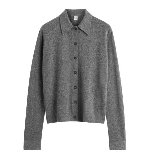 Toteme Raglan-Sleeve Cashmere Cardigan Dark Grey