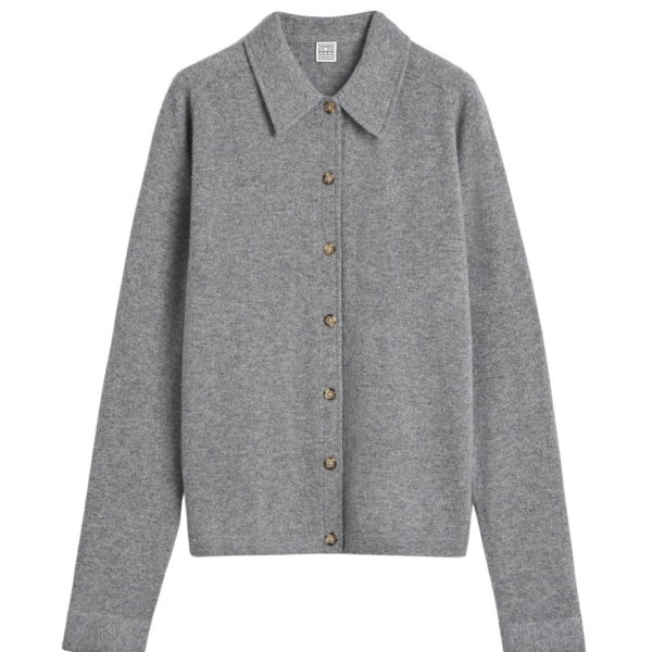 Toteme Raglan-Sleeve Cashmere Cardigan Grey Melange