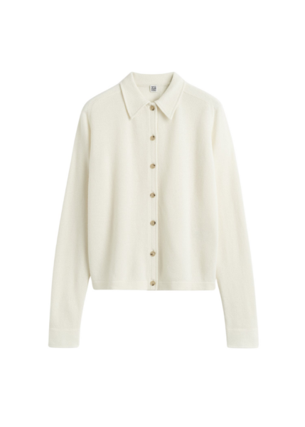Totême Raglan-Sleeve Cashmere Cardigan White - Knitwear - Scandinavian Minimalist Luxury at Luxury Shoes 