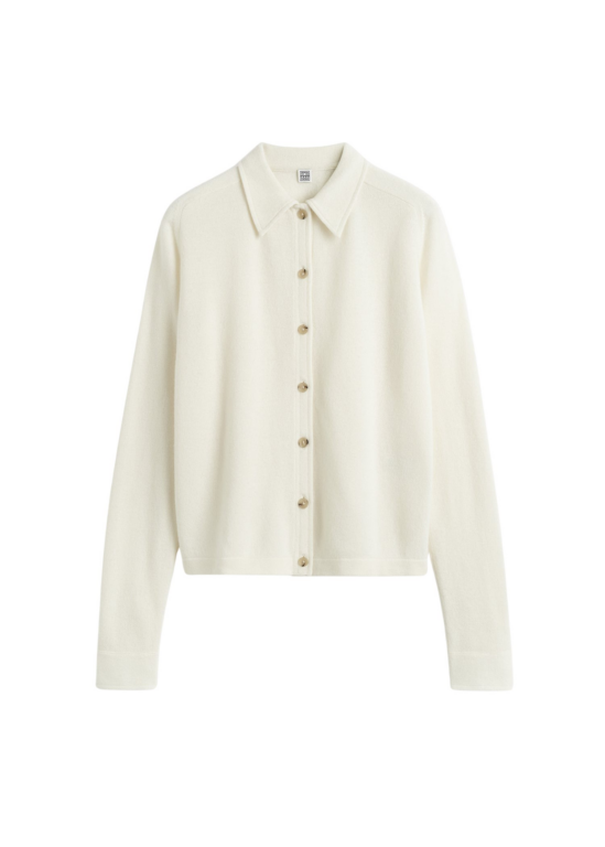Totême Raglan-Sleeve Cashmere Cardigan White - Knitwear - Scandinavian Minimalist Luxury at Luxury Shoes 