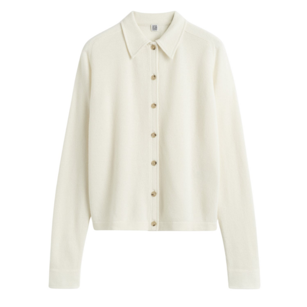 Toteme Raglan-Sleeve Cashmere Cardigan White