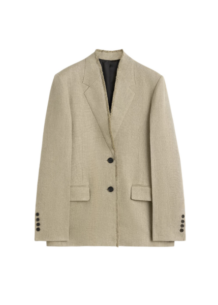 Totême Raw Lapel Jacket Beige - Jackets - Scandinavian Minimalist Luxury at Luxury Shoes 