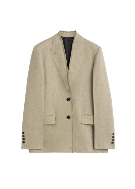 Totême Raw Lapel Jacket Beige - Jackets - Scandinavian Minimalist Luxury at Luxury Shoes 