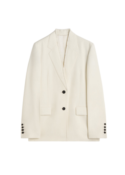 Totême Raw Lapel Jacket Ecru - Jackets - Scandinavian Minimalist Luxury at Luxury Shoes 