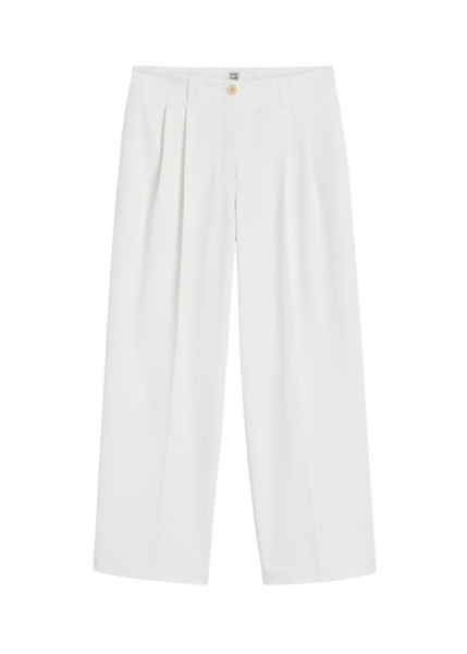 Totême Relaxed Chino Trousers White - Pants - Scandinavian Minimalist Luxury at Luxury Shoes 