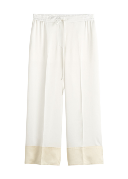 Totême Satin Drawstring Trousers White - Pants - Scandinavian Minimalist Luxury at Luxury Shoes 