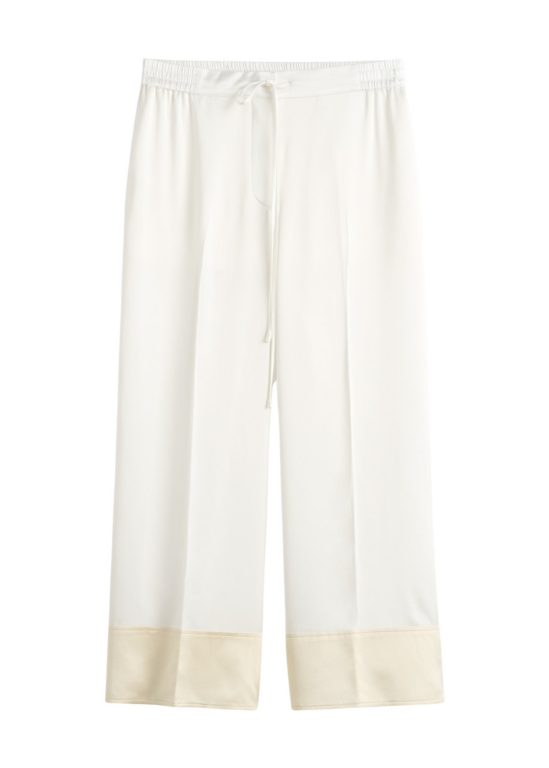 Totême Satin Drawstring Trousers White - Pants - Scandinavian Minimalist Luxury at Luxury Shoes 