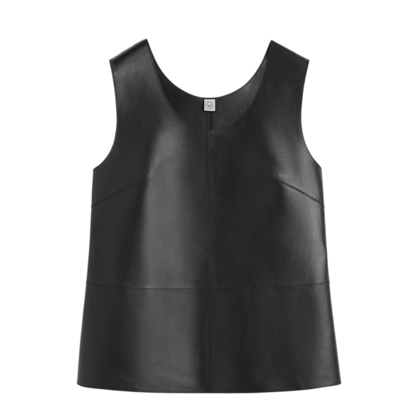 Toteme Scoop-Neck Leather Top Black