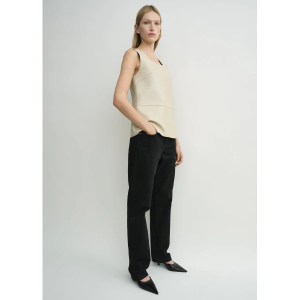 Totême Scoop-Neck Leather Top Sand - Tops - Scandinavian Minimalist Luxury at Luxury Shoes 