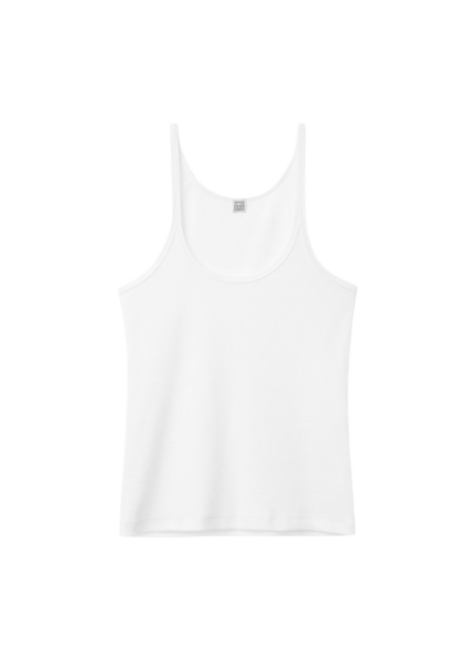 Totême Scoop Neck Rib Tank White - Tops - Scandinavian Minimalist Luxury at Luxury Shoes 