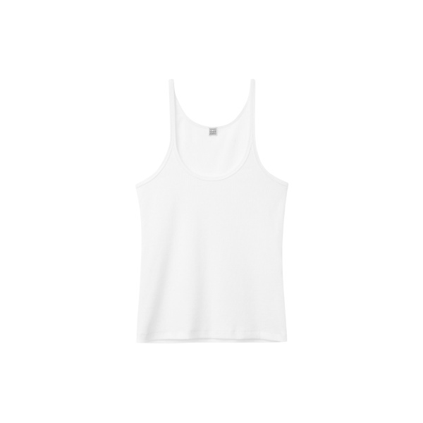 Totême Scoop Neck Rib Tank White - Tops - Scandinavian Minimalist Luxury at Luxury Shoes 