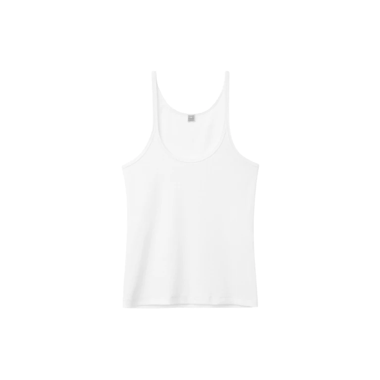 Totême Scoop Neck Rib Tank White - Tops - Scandinavian Minimalist Luxury at Luxury Shoes 