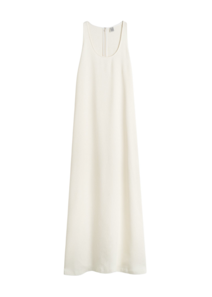 Totême Scoop-Neck Sablé Dress Macadamia - Dresses - Scandinavian Minimalist Luxury at Luxury Shoes 