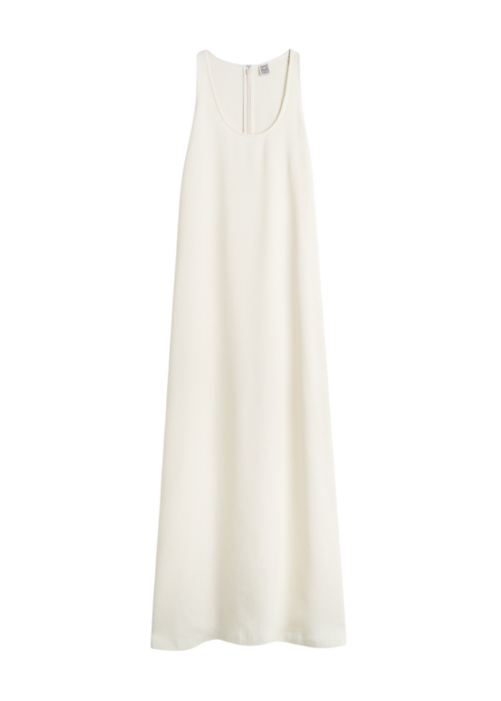 Totême Scoop-Neck Sablé Dress Macadamia - Dresses - Scandinavian Minimalist Luxury at Luxury Shoes 