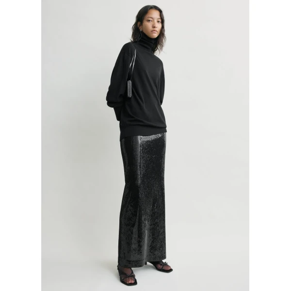 Totême Sequin Skirt Black - Skirts - Scandinavian Minimalist Luxury at Luxury Shoes 