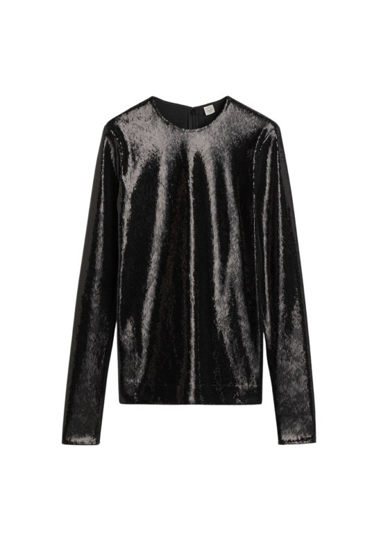 Totême Sequin Top Black - Tops - Scandinavian Minimalist Luxury at Luxury Shoes 