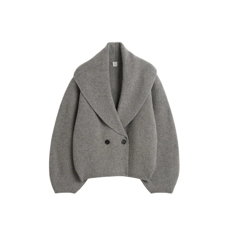 Totême Shawl-Lapel Cardigan Mid Grey - Knitwear - Scandinavian Minimalist Luxury at Luxury Shoes 