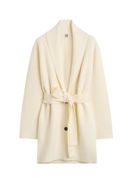Totême Shawl-Lapel Robe Ecru - Robes - Scandinavian Minimalist Luxury at Luxury Shoes 