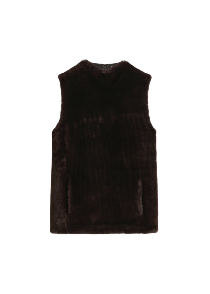 Totême Shearling-Front Top Espresso - Tops - Scandinavian Minimalist Luxury at Luxury Shoes 