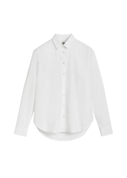 Totême Signature Cotton Shirt White - Tops - Scandinavian Minimalist Luxury at Luxury Shoes 