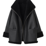 Totême Signature Shearling Jacket Black - Jackets - Scandinavian Minimalist Luxury at Luxury Shoes 