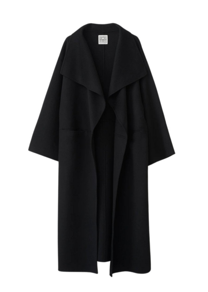 Totême Signature Wool Cashmere Coat Black - Coats - Scandinavian Minimalist Luxury at Luxury Shoes 